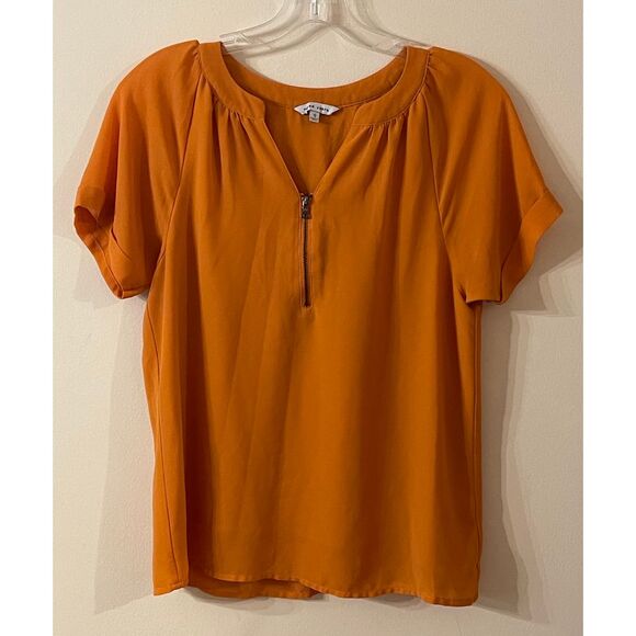 Naked Zebra Tops - Vibrant Mustard Zip-Up‎ Blouse